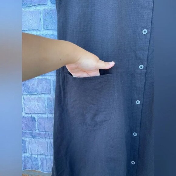 GUDRUN SJODEN Dress Organic Cotton Button Front Pockets Lagenlook dress medium - Picture 3 of 9